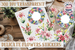 Summer sticker Delicate Scrapbook PNG Flowers Botanical Product Image 1