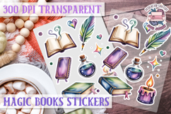 Magic Books sticker sheet Rainbow Love Read PNG Book Lovers Product Image 1