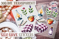 Self Love sticker sheet Scrapbook PNG Nature Watercolor Yoga Product Image 1