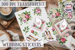 Boho sticker sheet Wedding Scrapbook PNG Love Aesthetic Product Image 1
