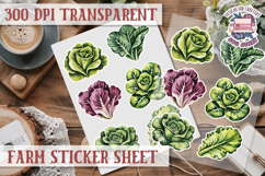 Farm sticker sheet Harvest Scrapbook PNG Vegetables Cozy Product Image 1