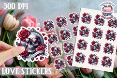 Love sticker Sheet Valentine Day Lovers Gothic Skull PNG Product Image 1
