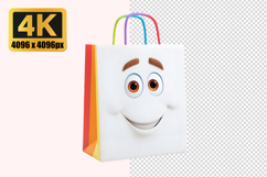 White Smiling Shopping Bag Transparent PNG Product Image 1