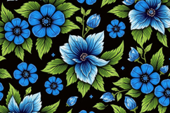 Blue Flowers Pattern Background Product Image 1