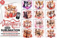 Dog Valentine's Day Sublimation Mouse Pad PNG Bundle Product Image 1