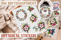 Botanical sticker sheet Spring Botanical PNG flowers Product Image 1