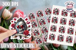 Love sticker Sheet Valentine Day Lovers Gothic Skull PNG Product Image 1