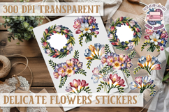 Summer sticker Delicate Scrapbook PNG Flowers Botanical Product Image 1