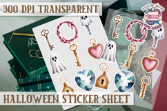 Halloween sticker sheet Creepy Scrapbook PNG Funny Skulls Product Image 1
