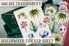 Halloween sticker sheet Creepy Scrapbook PNG Funny Skulls Product Image 1