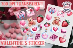 Love sticker Sheet Valentine Day Lovers Funny Heart PNG Product Image 1