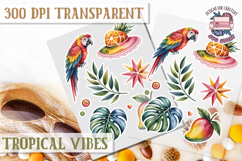 Tropical Vibes sticker sheet Flowers Hawaii PNG Floral Product Image 1
