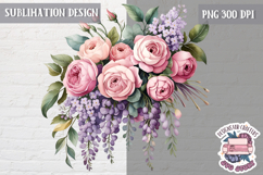 Spring Flowers Sublimation design Wreath Bouquet Watercolor Product Image 1