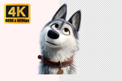 Husky Puppy with Gray and White Fur Transparent PNG Product Image 1
