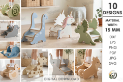 3D Kids Step Stands Bundle Laser Cut. Kids Step Stool SVG Product Image 1