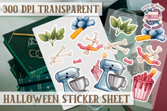 Halloween sticker sheet Creepy Scrapbook PNG Funny Skulls Product Image 1