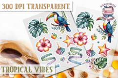 Tropical Vibes sticker sheet Flowers Hawaii PNG Floral Product Image 1