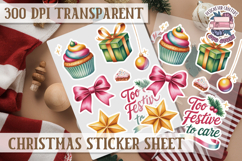 Christmas Watercolor Sticker Sheet Winter Cute Holiday PNG Product Image 1