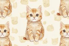 Watercolor Cat Pattern Background Wallpaper Product Image 1