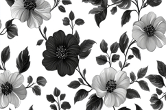 Black and White Flowers Background Wallpaper Product Image 1