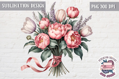 Spring Flowers Sublimation design Wreath Bouquet Watercolor Product Image 1