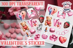 Love sticker Sheet Valentine Day Lovers Funny Heart PNG Product Image 1