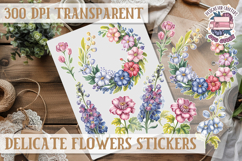 Summer sticker Delicate Scrapbook PNG Flowers Botanical Product Image 1