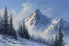 Snowy Mountain Landscape Background Wallpaper Product Image 1