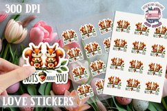 Love sticker Sheet Valentine Day Cute Animals Quote PNG Product Image 1