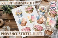Cozy sticker sheet Flowers Scrapbook PNG Provence Product Image 1