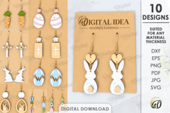 Easter Drop Earrings Bundle Laser Cut. Dangle Earrings SVG Product Image 1