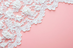 White Lace with Pink Background Wallpaper Product Image 1