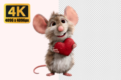 Mouse Holding a Red Heart Transparent PNG Product Image 1
