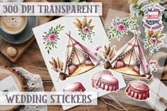 Boho sticker sheet Wedding Scrapbook PNG Love Aesthetic Product Image 1