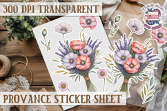 Cozy sticker sheet Flowers Scrapbook PNG Provence Product Image 1