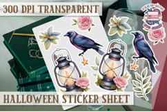 Halloween sticker sheet Creepy Scrapbook PNG Funny Skulls Product Image 1