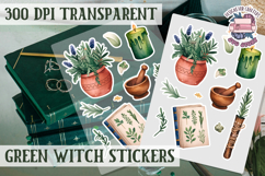 Green Witch sticker sheet Magic Scrapbook PNG Herbs Spells Product Image 1