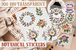 Botanical sticker sheet Spring Botanical PNG flowers Product Image 1