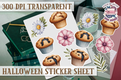 Halloween sticker sheet Creepy Scrapbook PNG Funny Skulls Product Image 1