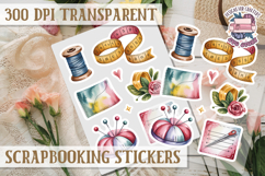 Scrapbooking sticker sheet Cute Funny PNG Watercolor School Product Image 1