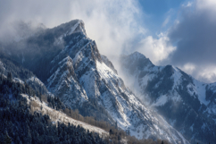 Mountain Range under a Partly Cloudy Background Wallpaper Product Image 1