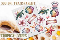 Tropical Vibes sticker sheet Flowers Hawaii PNG Floral Product Image 1