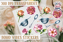 Boho sticker sheet Vibes Scrapbook PNG Love Aesthetic Flower Product Image 1