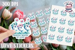 Love sticker Sheet Valentine Day Cute Animals Quote PNG Product Image 1