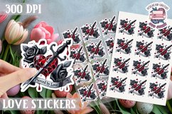 Love sticker Sheet Valentine Day Lovers Gothic Skull PNG Product Image 1