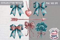 St Valentine’s Coquette Bow PNG Holidays Funny Watercolor Product Image 1