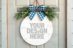 Easter Round Wood Sign Mockup - Door Wood Sign Product Image 1