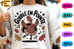 Gobble En Pointe Svg, Png, Funny Thanksgiving Dancing Turkey Product Image 1