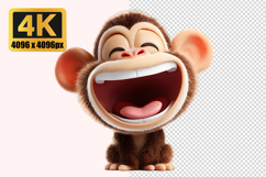Cheerful 3D Cartoon Monkey Transparent PNG Product Image 1