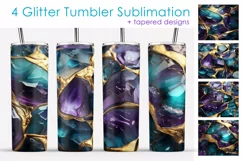 Glitter Tumbler Sublimation. Teal Purple Gems Tumbler PNG Product Image 1